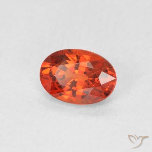 Zaffiro Arancione rossastra naturale da 0.59 ct, Ovale, VVS-VS