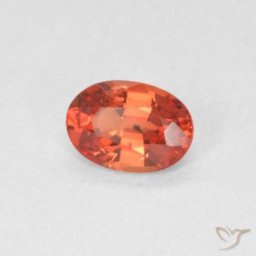 Zaffiro Arancione rossastra naturale da 0.54 ct, Ovale, VVS-VS
