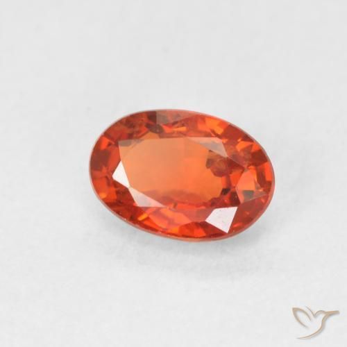 Zaffiro Arancione rossastra naturale da 0.67 ct, Ovale, VVS-VS