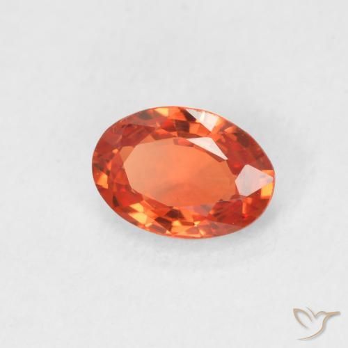 Zaffiro Arancione rossastra naturale da 0.60 ct, Ovale, VVS-VS