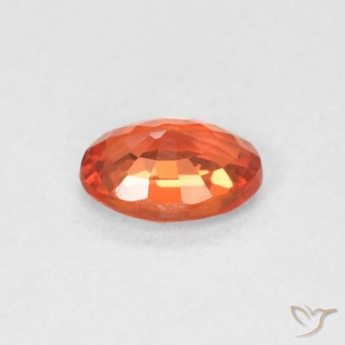 Zaffiro Arancione rossastra naturale da 0.60 ct, Ovale, VVS-VS