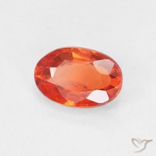 Zaffiro Arancione rossastra naturale da 0.69 ct, Ovale, VS