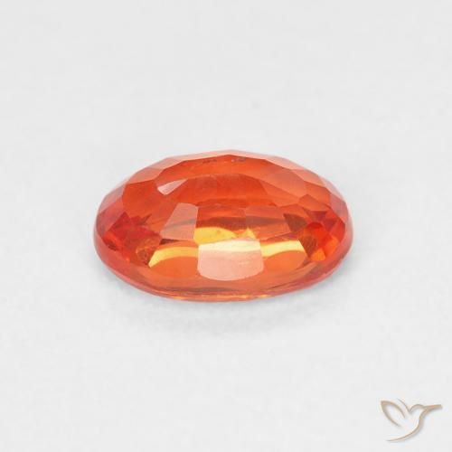 Zaffiro Arancione rossastra naturale da 0.69 ct, Ovale, VS