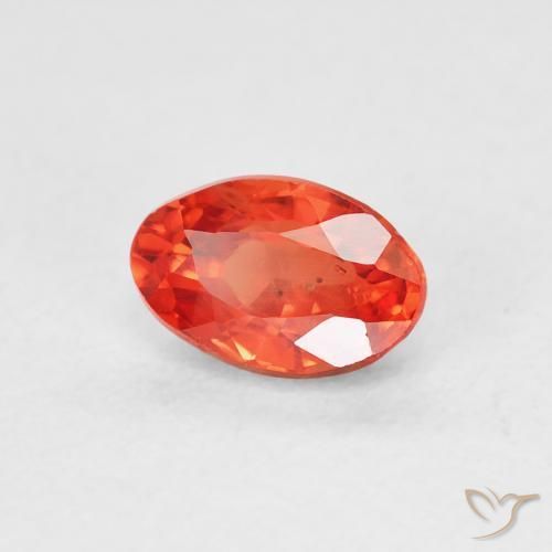 Zaffiro Arancione rossastra naturale da 0.68 ct, Ovale, VS
