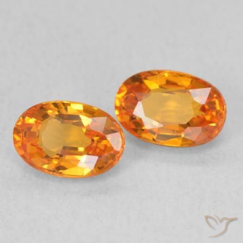 Gemme di Zaffiro Arancione brillante naturale da 1.44 ct, Ovale, VVS-VS