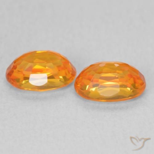 Gemme di Zaffiro Arancione brillante naturale da 1.44 ct, Ovale, VVS-VS