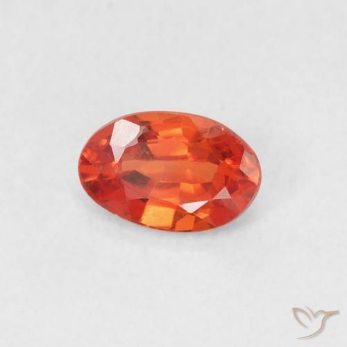 Zaffiro Arancione rossastra naturale da 0.54 ct, Ovale, VVS-VS
