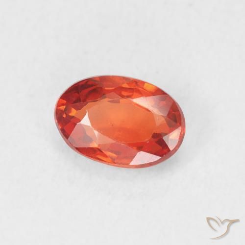 Zaffiro Arancione rossastra naturale da 0.70 ct, Ovale, VVS-VS