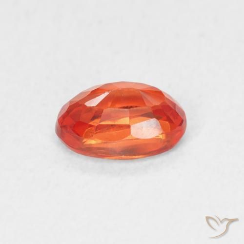 Zaffiro Arancione rossastra naturale da 0.70 ct, Ovale, VVS-VS