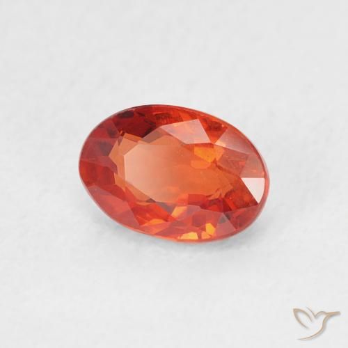 Zaffiro Arancione rossastra naturale da 0.76 ct, Ovale, VS