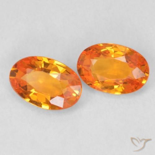 Gemme di Zaffiro Arancione brillante naturale da 1.12 ct, Ovale, VVS-VS