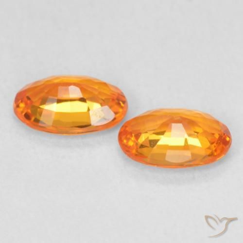 Gemme di Zaffiro Arancione brillante naturale da 1.12 ct, Ovale, VVS-VS