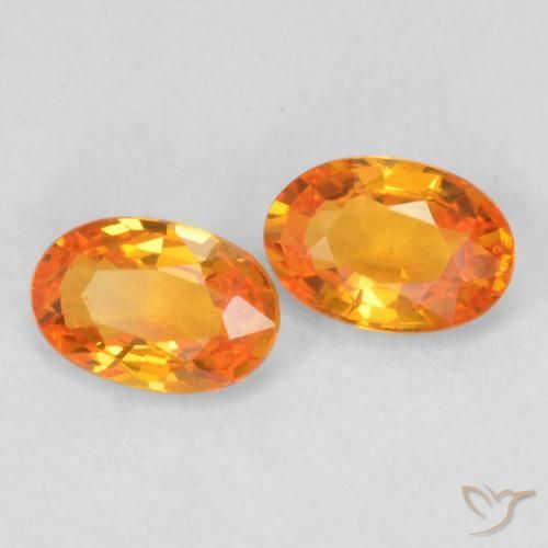 Gemme di Zaffiro Arancione brillante naturale da 1.08 ct, Ovale, VVS