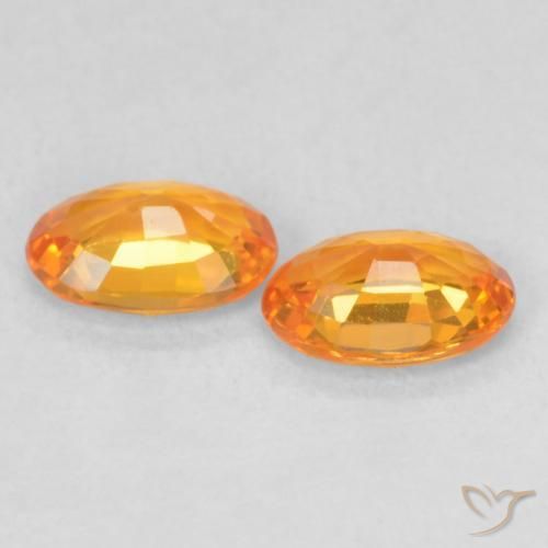 Gemme di Zaffiro Arancione brillante naturale da 1.08 ct, Ovale, VVS