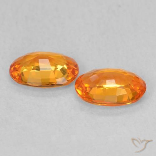 Gemme di Zaffiro Arancione brillante naturale da 1.04 ct, Ovale, VVS