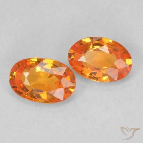Gemme di Zaffiro Arancione brillante naturale da 1.07 ct, Ovale, VVS
