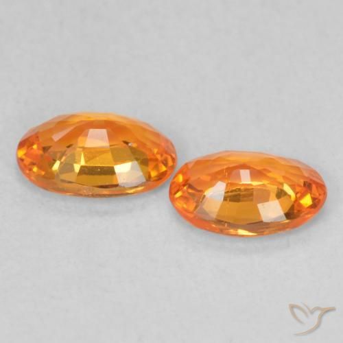 Gemme di Zaffiro Arancione brillante naturale da 1.07 ct, Ovale, VVS
