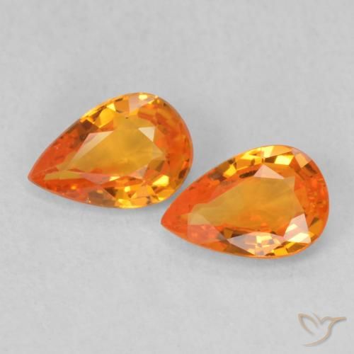 0.96ctw Naturale Arancione brillante Zaffiro, Forma a pera, VS