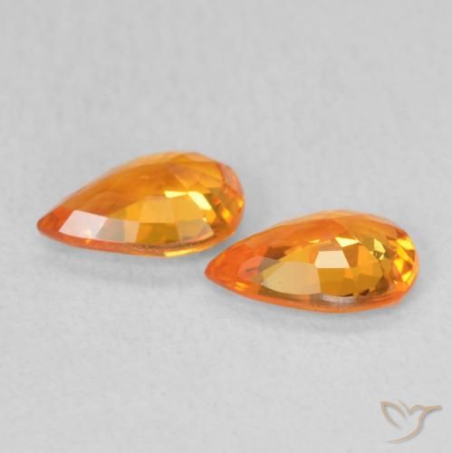 Gemme di Zaffiro Arancione brillante naturale da 0.96 ct, Forma a pera, VS