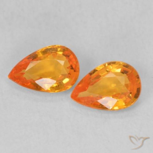 0.96ctw Naturale Arancione brillante Zaffiro, Forma a pera, VS
