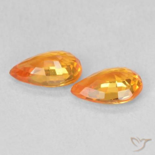 Gemme di Zaffiro Arancione brillante naturale da 0.96 ct, Forma a pera, VS