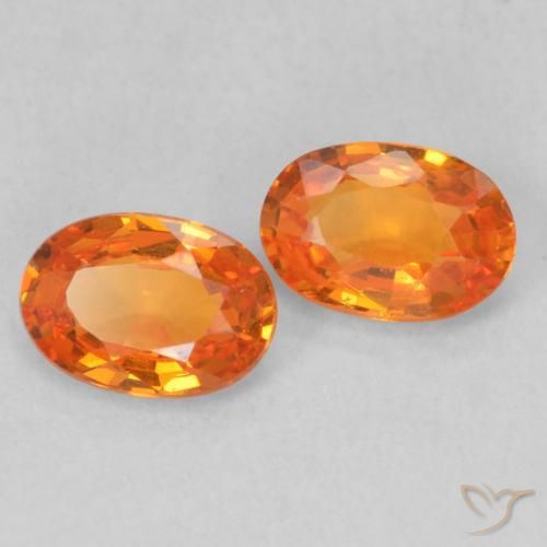 Gemme di Zaffiro Arancione brillante naturale da 1.20 ct, Ovale, VS