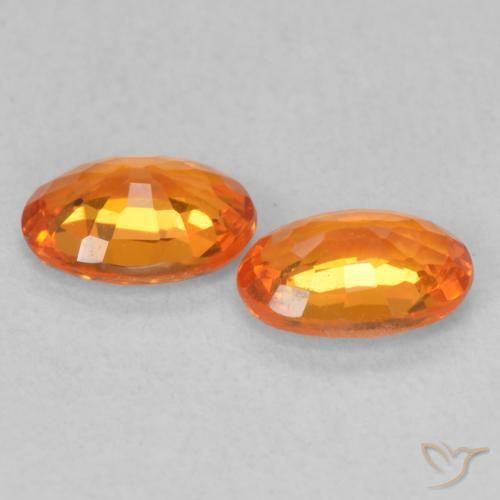 Gemme di Zaffiro Arancione brillante naturale da 1.20 ct, Ovale, VS