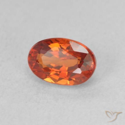 Zaffiro Arancione rossastra naturale da 0.84 ct, Ovale, VVS-VS