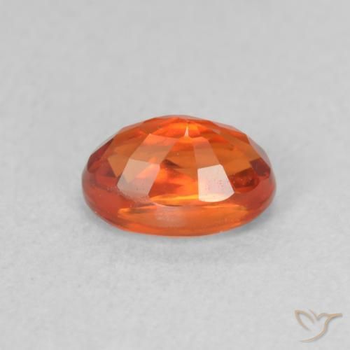 Zaffiro Arancione rossastra naturale da 0.84 ct, Ovale, VVS-VS