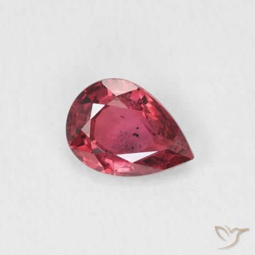 Zaffiro Rosso purpureo naturale da 0.50 ct, Forma a pera, VS