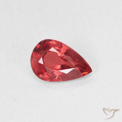 Zaffiro Rosso scarlatto naturale da 0.42 ct, Forma a pera, VVS-VS