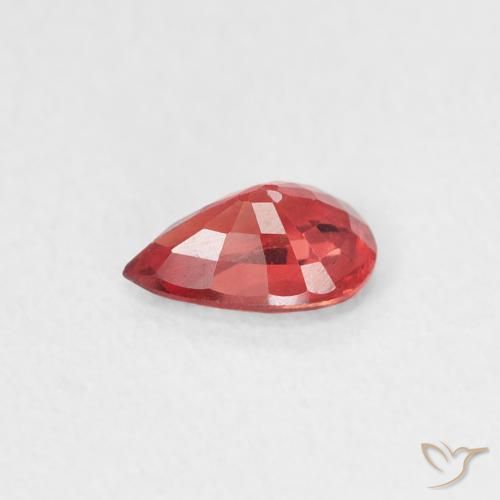 Zaffiro Rosso scarlatto naturale da 0.42 ct, Forma a pera, VVS-VS