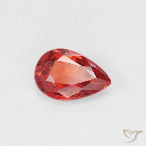 Zaffiro Rosso cremisi brillante naturale da 0.46 ct, Forma a pera, VVS-VS