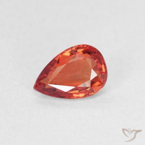 0.56ct Naturale Arancione rossastra Zaffiro, Forma a pera, VVS-VS