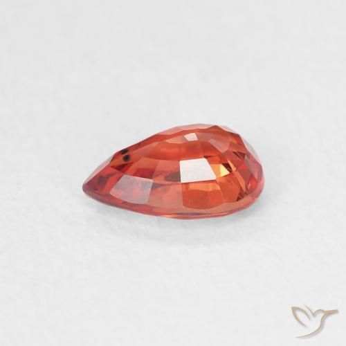 Zaffiro Arancione rossastra naturale da 0.56 ct, Forma a pera, VVS-VS