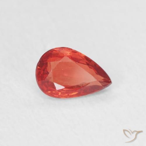 Zaffiro Rosso medio naturale da 0.44 ct, Forma a pera, VVS-VS