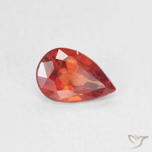 Zaffiro Rosso intenso naturale da 0.51 ct, Forma a pera, VVS-VS