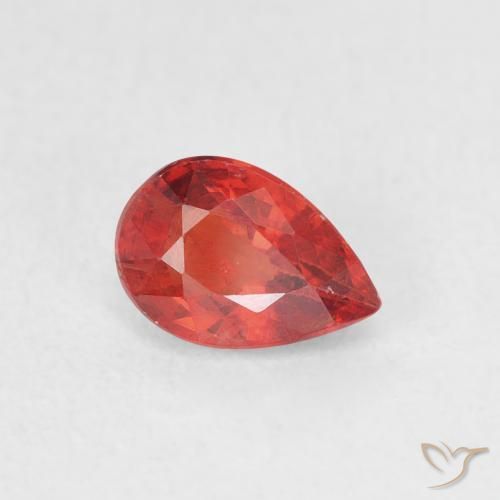 Zaffiro Rosso fuoco naturale da 0.68 ct, Forma a pera, VS
