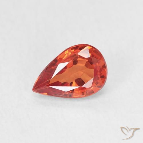 0.63ct Naturale Arancio caldo Zaffiro, Forma a pera, VS