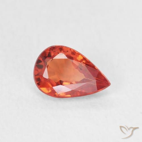 Zaffiro Arancio caldo naturale da 0.63 ct, Forma a pera, VS