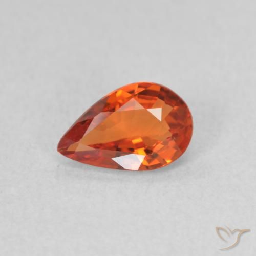 0.44ct Naturale Arancione rossastra Zaffiro, Forma a pera, VVS-VS, Photo A