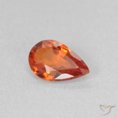 Zaffiro Arancione rossastra naturale da 0.44 ct, Forma a pera, VVS-VS