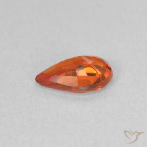 Zaffiro Arancione rossastra naturale da 0.44 ct, Forma a pera, VVS-VS