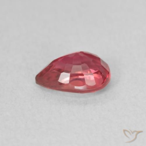 Zaffiro Rosso scarlatto naturale da 0.61 ct, Forma a pera, VVS-VS