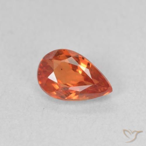 Zaffiro Arancione rossastra naturale da 0.58 ct, Forma a pera, VS