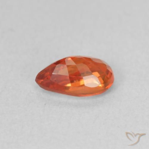 Zaffiro Arancione rossastra naturale da 0.58 ct, Forma a pera, VS