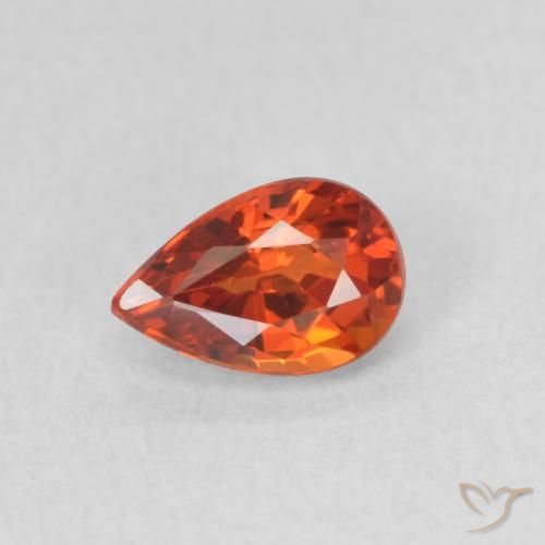0.69ct Naturale Arancione rossastra Zaffiro, Forma a pera, VVS-VS