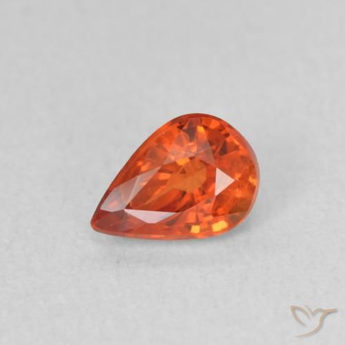 0.58ct Naturale Arancione rossastra Zaffiro, Forma a pera, VS