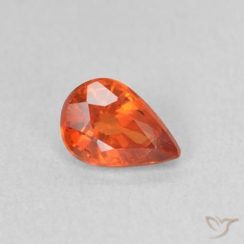 Zaffiro Arancione rossastra naturale da 0.58 ct, Forma a pera, VS