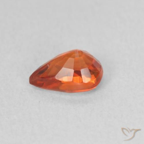Zaffiro Arancione rossastra naturale da 0.58 ct, Forma a pera, VS